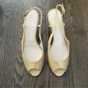 Prada Vintage Patent Peep-Toe Slingback Heels